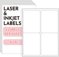 4"x5" Shipping Address Labels, Matte White Printable Labels, 160 Total (40 Sheets, 4-Up), Compatible with Laser & Inkjet Printers for Packaging & Mailing