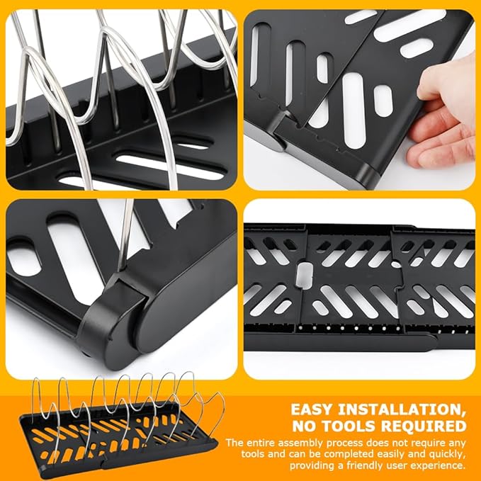 Pot and Pan Organizer, Expandable Pan Organizer for Cabinet, Pot Lid Holder with 10 Adjustable Compartments for Kitchen Cabinet Cookware Baking Frying Rack(Black)