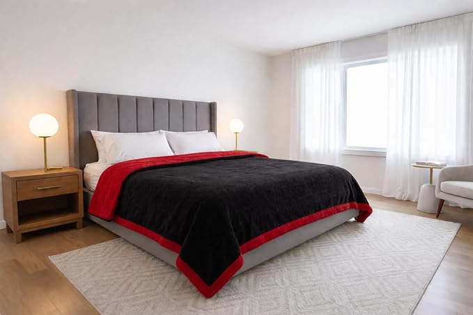 Waterproof Throw Blanket - Sherpa Fleece Reversible Throw, Soft Warm Leak-Proof Bed & Couch Protector for Kids, Pets & Everyday Spills (Velvet Red/Obsidian Black, Throw 50x60