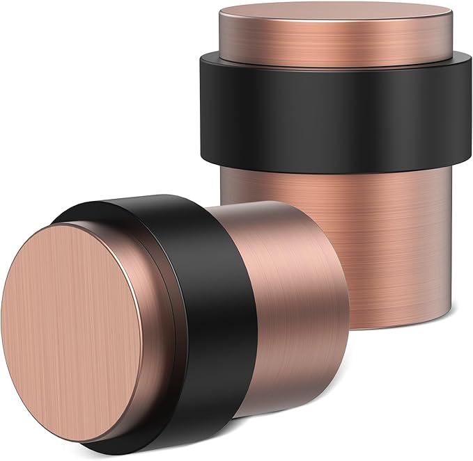 2 Pack Antique Copper Door Stoppers for Floor Mounting， Door Stopper Heavy Duty，304 Stainless Steel Cylindrical Made with Rubber Bumper，Floor Mount Door Holder Keep Door Open