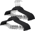 ManGotree Pants Hangers with Movable Clips, Non-Slip Velvet Skirt Hangers, Space-Saving Clothes Hangers for Pants, Skirts, Shirts, Coats, Dresses (18 Pack, Black)