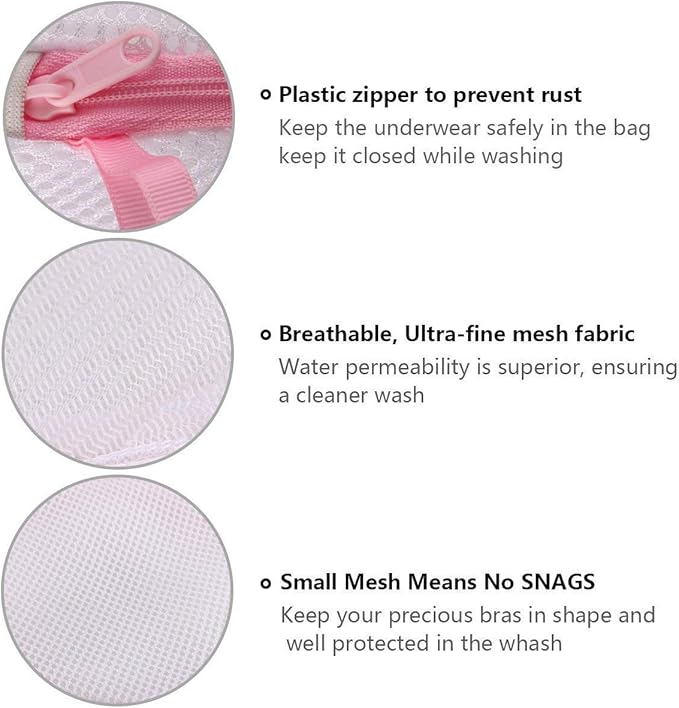 Ainiv Mesh Laundry Bags, 3PCS Bra Laundry Bags with Zips, Bra Wash Bags Mesh Wash Bags, Reuse Washing Machine Bag for Delicates, Blouse, Hosiery, Underwear, Lingerie, Baby Clothes