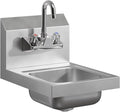 AmGood Stainless Steel Wall Mount Hand Sink 12" x 16" | NSF Commercial Hand Washing Basin with Faucet For Restaurant, Kitchen and Home | Bowl Size: 9" x 9"