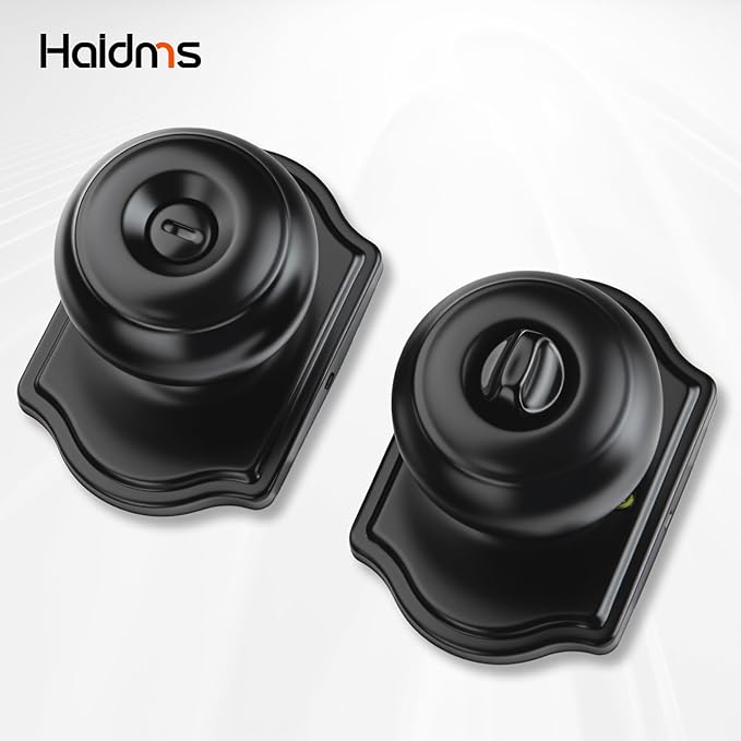 Haidms Black Door Knobs Interior, Privacy Interior Door knobs, Matte Black Indoor Doorknobs for Bedroom or Bathroom (3 Pack)