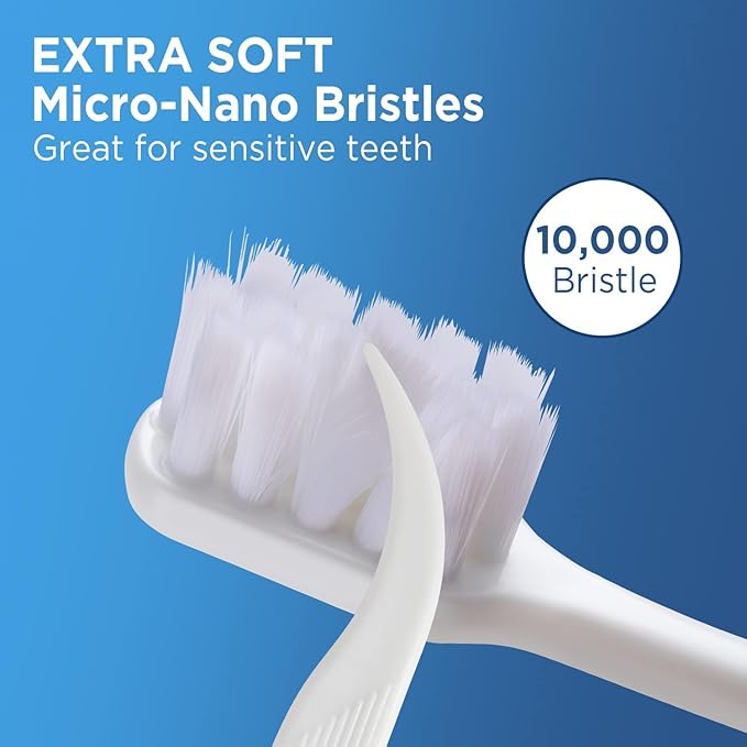 Extra Soft Toothbrushes for Adults with 10000 Micro Nano Bristles, Ultra Soft Toothbrushes with Covers for Sensitive Teeth, Gum Recession and Elderly, Travel (Compact Head, 6 Count)