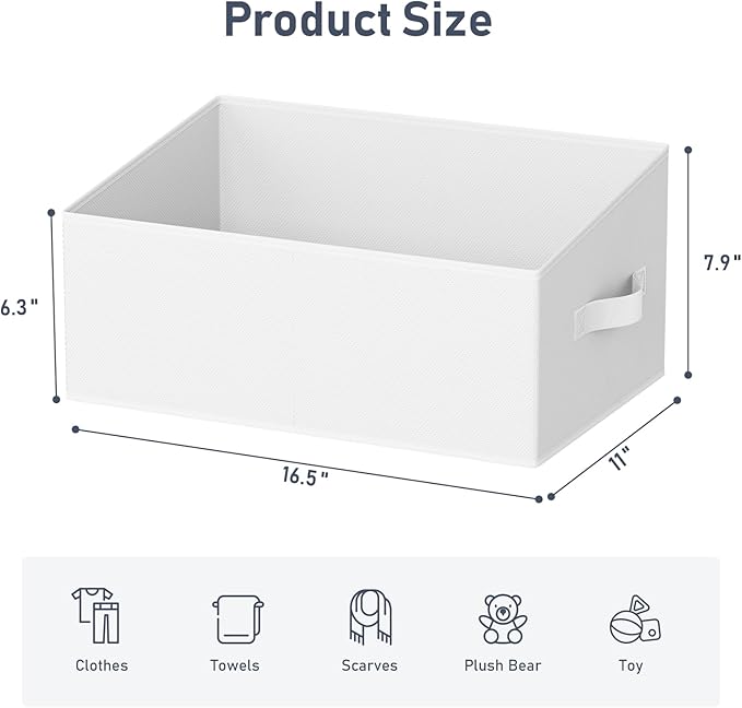 DIMJ Closet Storage Bins 8 Pack - Fabric Storage Baskets for Shelves, Large Clothes Organizers with Handles, Trapezoid Shelf Organization Storage Cubes for Purse, Toys, Books, Towel, Clothes
