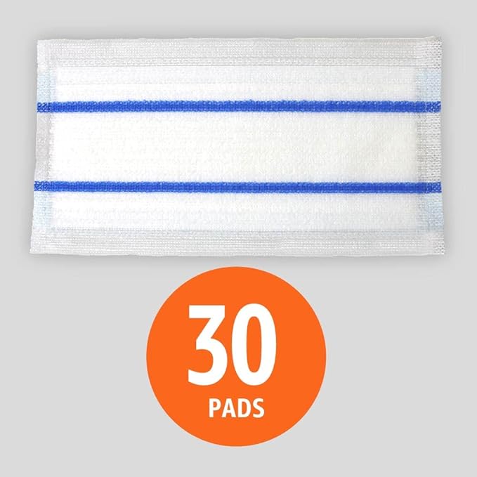 Amazon Basics Heavy Duty Disposable Floor Cleaning Mopping Pads with Absorbent Microfiber, Fits Swiffer WetJet Mopping Systems, 30 Count