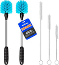Holikme 5 Pack Bottle Brush Cleaner Set, 14" Long Handle Stainless Steel Bottle Cleaner Brush, 3 Straw Brushes, Bottle Cleaning Brush for Water Bottle, Cups, Baby Bottle, Straws Blue