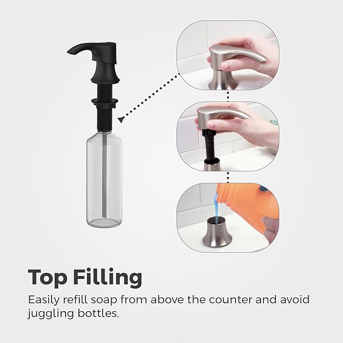Pfister SoloTilt Soap Dispenser for Kitchen Sink, 16-Ounce Bottle Included, Spot Defense Stainless Steel Finish, KSDKEMGS