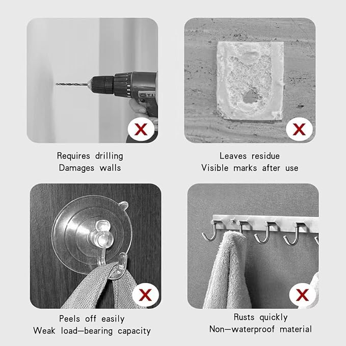 Adhesive Wall Hook, Set Heavy-Duty Thickened self-Adhesive Hook，16Pcs，33lb max Loading，Transparent, Waterproof, Bathroom, Outdoor, Kitchen, Doors, Practical Tools.
