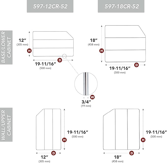 Rev-A-Shelf 18" Baking Sheet Shelf Organizer for Wall and Base Kitchen Cabinets, Divider Pan Rack Storage Wires for Cupboards, Chrome, 597-12CR-2-1
