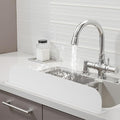 19.29 inch Silicone Sink Splash Guard, Splash Guard for Kitchen Sink Area, Backsplash Protector for Kitchen Countertop & Bathroom Bathtub with Non-Slip Strong Suction, White