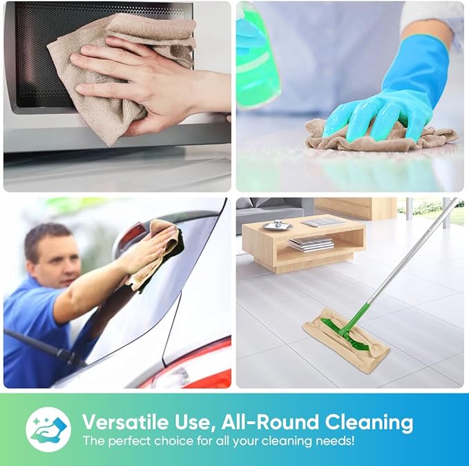HOMEXCEL Microfiber Cleaning Cloths Brown, 100 Pack Microfiber Towels for Cars, Lint Free & Scratch-Free Bulk Cleaning Rags for House, Kitchen, Car and Shop, Absorbent Cleaning Towels 11.5 x 11.5 inch