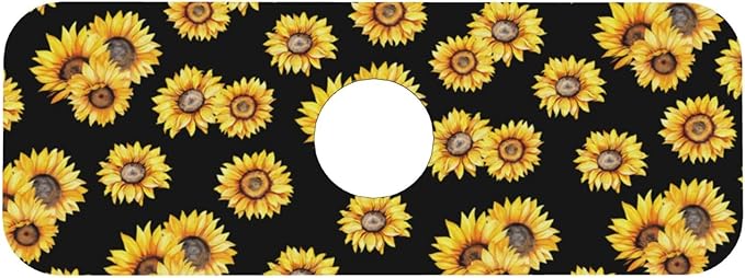 Faucet Draining Mat For Kitchen Sink, Sunflower Flower Black Diatom Mud Absorbent Drain Pad For Bathroom Kitchen Sink Splash Guard Drying Mat