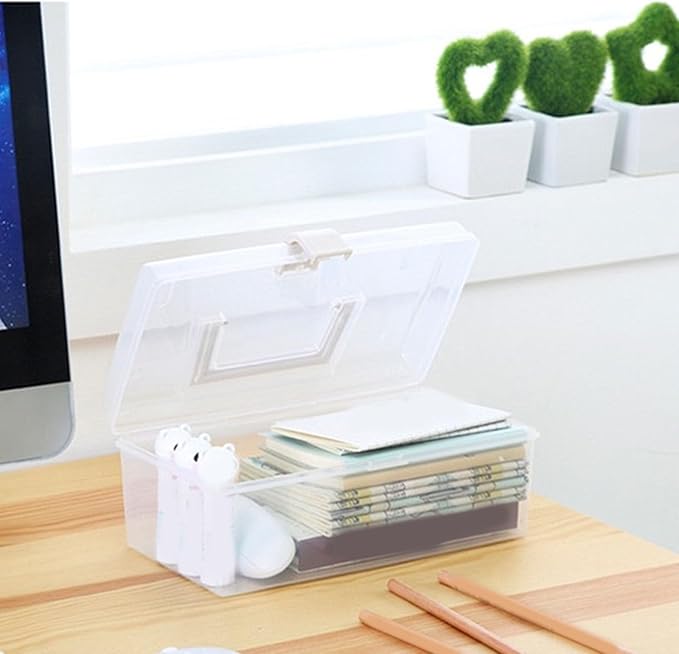 BOENLU Transparent Storage Box, Clear Plastic Container with Handle and Latches for Home and Office Organization