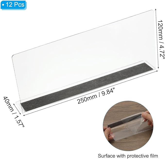 PATIKIL 6 Pack Shelf Dividers for Closet Organization, 9.8x1.57x4.7 Acrylic Magnetic Closets Separator Kitchen Cabinet Shelves Under Bed Blocker for Bedroom Kitchen Office, Clear