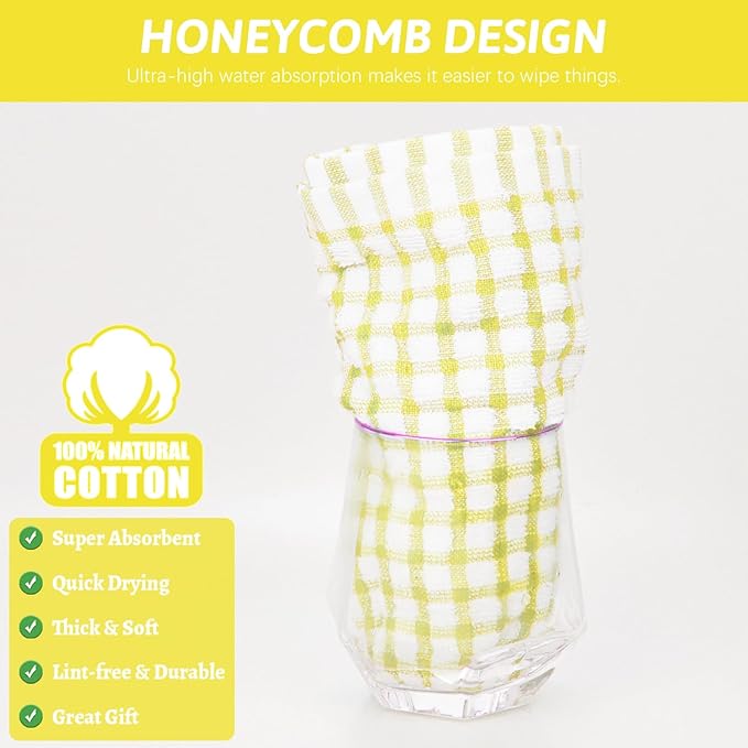Nialnant 8 Pcs Kitchen Dish Rags,100% Cotton Kitchen Towels Soft Absorbent Quick Drying Dish Cloths for Washing Dishes,Cleaning rags-11 x 11In Yellow