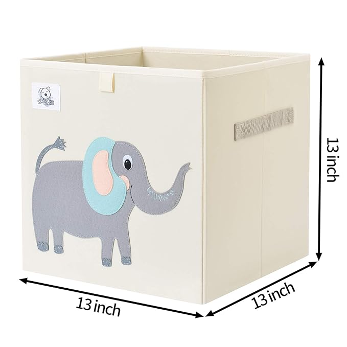 CLCROBD Foldable Animal Cube Storage Bins Fabric Toy Box/Chest/Organizer for Toddler/Kids Nursery, Playroom, 13 inch (Cute Elephant)