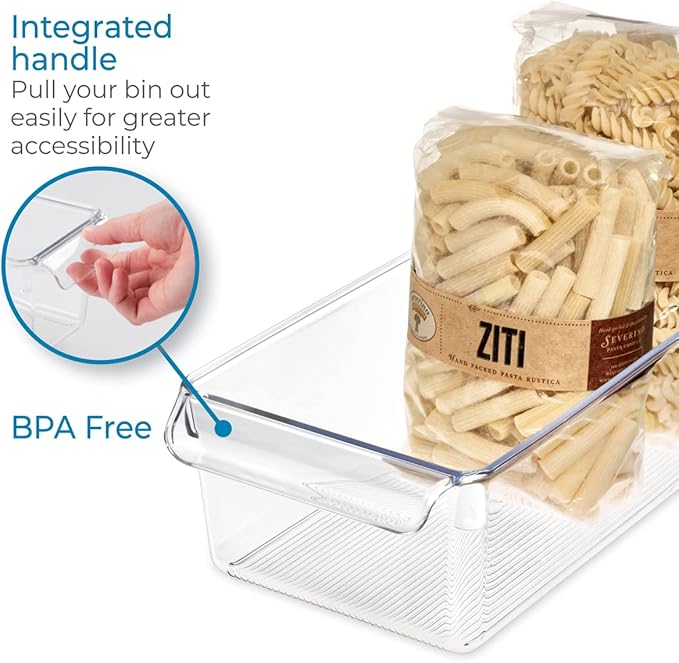 iDesign Linus Plastic Fridge and Freezer Storage Organizer Bin with Handle, Clear Container for Food, Drinks, Produce Organization, BPA-Free , 11.5" x 6" x 3.5", Clear