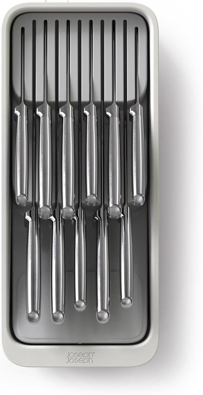 Joseph Joseph DrawerStore 2-Tier Knife Kitchen Drawer Organizer, Holds up to 11 Knives, Disassembles for Easy Cleaning, Recycled Plastic
