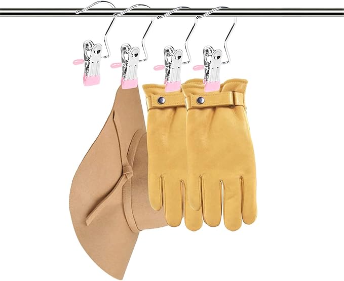 30 Pack Boot Hanger for Closet, Laundry Hooks with Clips, Boot Holder, Hanging Clips, Portable Multifunctional Hangers Single Clip Space Saving for Jeans, Hats, Tall Boots, Towels(Pink)