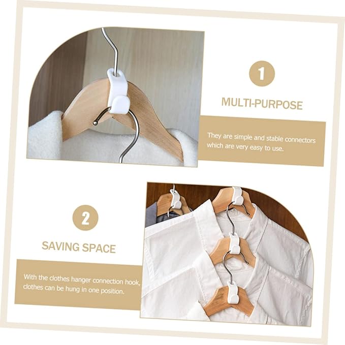 Cabilock 120pcs Non Slip Clothes Hook for Closet Organization Space Saving Hanger Connectors for Neat and Tidy Wardrobe Arrangement