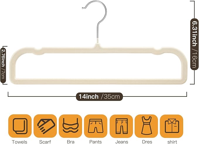 Pants Hangers 30 Pack Velvet Pant Hangers,Heavy Duty Velvet Hangers for Pants,Jeans,Scarf,Towels,Tank Top,Coat.Closet Organizers and Storage（Beige）