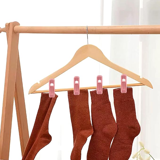 Litoexpe 20 Pcs Pink Velvet Hangers Clips, Pants Hangers Velvet Clips, Strong Finger Flocked Clips for Thin Felt Hangers