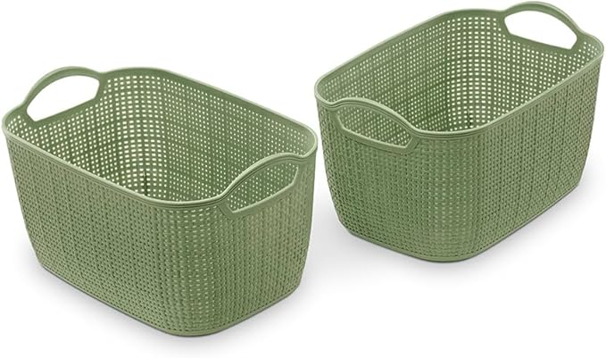 Whitmor Resin Tote Link Stitch, Light Green, 2 Pack/Set, Total 3 Sets，6 Packs