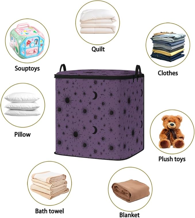 2pcs closet organizers and storage under bed,clothing blanket sweater sheet bedding comforter duvet quilt pillow toy storage bags with lids,dorm room essentials for containers 95L