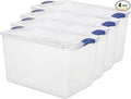 4 Pack 66 Qt Clear Plastic Storage Bins with Lids - Large Stackable Storage Containers for Home, Garage & Basement Organization, Designed for Clothes, Toys & Seasonal Items
