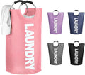 WOOHA 125L Large laundry basket,Collapsible laundry hamper, Tall Clothes Baskets Folding Washing Bin Foldable Fabric Hamper Bags for Bedroom, Closet,Bathroom,College,laundry bag,pink