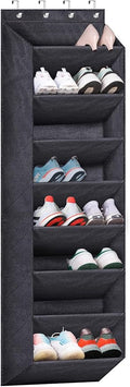 SLEEPING LAMB Over The Door Shoe Organizer for Closet with Large Deep Pockets, Narrow Shoe Rack for Door Hanging Boots Storage, Black
