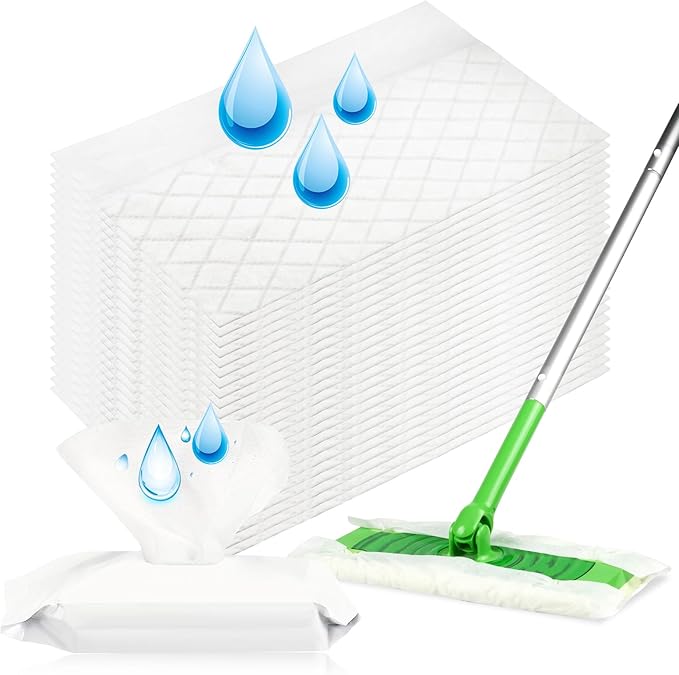 24 Count Unscented Upgraded Wet Mop Refills for Swiffer® Sweeper Wet Pads, One Piece Cleans One Room, Wet Mopping Cloths for Swiffer® Wet Pads Refill, Mop is Not Include