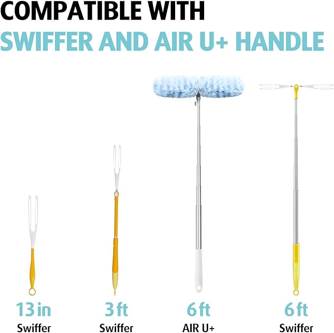 6ft Extendable Duster Handle with 40 Refills, Compatible with Swiffer Duster, Disposable Microfiber Dusting Pads for Home Cleaning, Ceiling, Fan, Window, Hard-to-Reach Areas