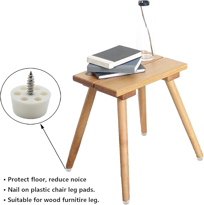 20PCS Round Furniture Pads,TTZEZE Heavy Duty Nail-on ABS Plastic Pad for Wood Furniture and Hard Floor Surfaces Chair Cabinet Table Sofa Couch Stool Leg Feet Floor Protectors Slide Smoothly (White)
