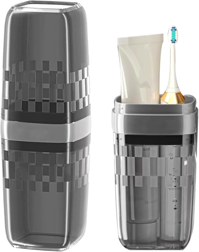 Toothbrush Case Travel, Travel Toothbrush Holder, Toothbrush Holder with Cover, Portable Toothbrush Case and Carrier, Ideal for Bathroom, School, and Business Travel Needs (Black)