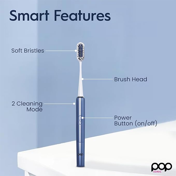 Go Plus Sonic Toothbrushes for Adults w/Electric Toothbrush Case - Electric Toothbrush for Adults & Kids - Sonic Toothbrush w/ 2 Speeds - 18000-24000 Vibrations Per Minute (Brilliant Blue)