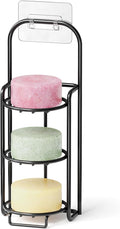 SpaceAid 3 Tier Shampoo Bar Holder for Shower, Self Draining Soap Bar Holders Caddy for Bathroom Wall and Kitchen Sink, Shampoo Bar Dish Rack, Stainless Steel Bar Soap Holder (Black)