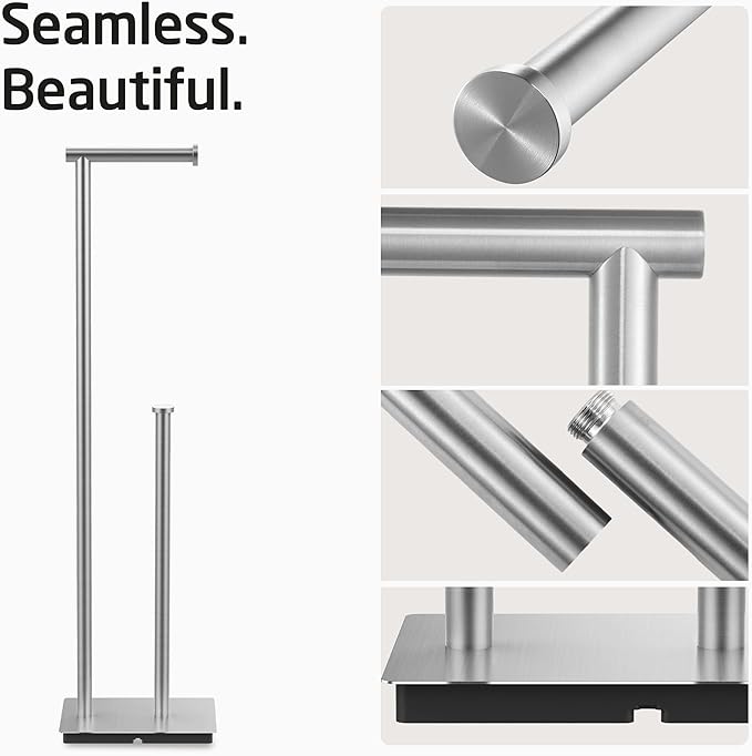 KES Freestanding Toilet Paper Holder Stand with Reserve Toilet Paper Storage for Bathroom SUS304 Stainless Steel Brushed Steel, BPH286S1B-2