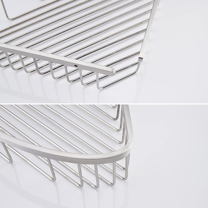 GORDEE Bathroom Shower Caddy Corner Shelf, Corner-Hollow Design, Ultra Sturdy Rust-Proof Stainless Steel Shelf Organizer Shampoo Holder, Wall Mounted Storage Rack for Bathroom, Brushed Nickel