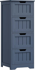 FOTOSOK Bathroom Storage Cabinet, Bathroom Cabinet with 4 Drawers, 11.8” x 11.8” x 32.5” Freestanding Entryway Cupboard Storage Organizer Unit Home Furniture Decor, Blue