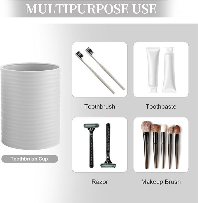 2 Piece Bathroom Accessory Set, Bathroom Accessories Set Include Soap Dispenser and Toothbrush Holder for Modern Bathroom Decor