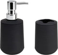 Bathroom Accessories Set, Bathroom Soap Dispenser & Toothbrush Holder Set, 2Pcs High Capacity Bathroom Set in Black, Minimalist Boho Style for Clutter-Free Bathroom
