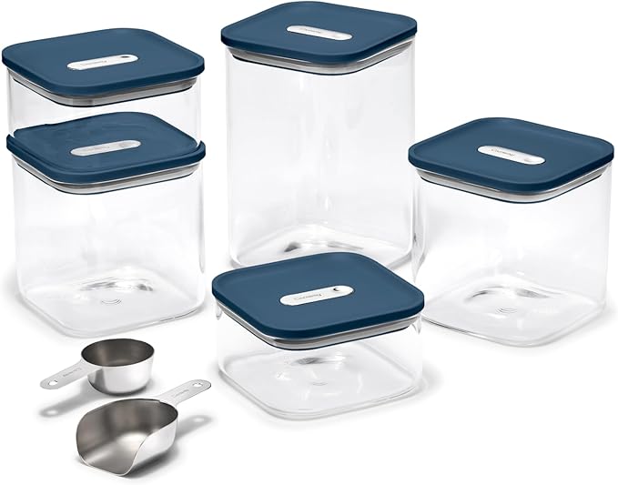Caraway 13-Piece Glass Airtight Food Storage Containers with Lids – Non-Toxic, BPA-Free Kitchen Storage Containers – Stackable, Space-Saving Airtight Containers for Dry Goods and More - Navy