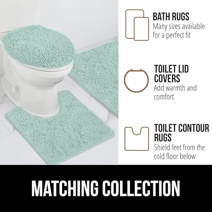 GORILLA GRIP Bath Rug Mat 36x24, Soft Absorbent Chenille, Quick Dry Microfiber Mats, Rubber Backing Washable Shower Floor Rugs, Bathmat Runner, US Designed Bathroom Home Decor Accessories Seablue