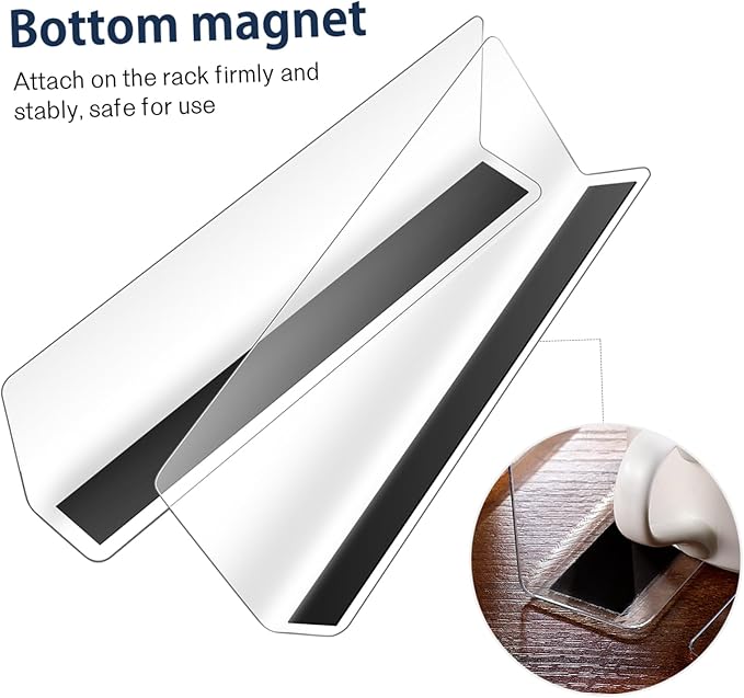 5 PCS Clear PVC Shelf Dividers, Magnetic Base for Positioning L-Shaped Plastic Retail Gondola Separators for Store Shelves, Convenient Store Goods Organization, and Shallow Wire Racks