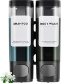 2 Pack Shampoo and Conditioner Dispenser Set, Shower Soap Dispenser 2 Chamber No Drill Wall Mounted, Body Wash Dispenser for Shower Wall Mounted with Large Capacity, Elegant for Bathroom Hotel Use