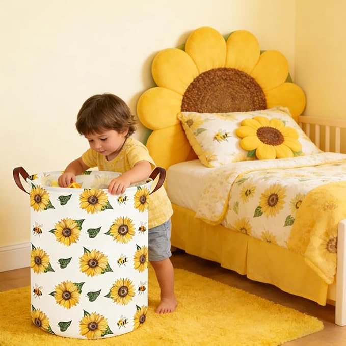 Bee hamper,Waterproof foldable Kids laundry basket,Nursery Hamper,Bee Room decor,Toy organizer,Dirty clothes basket(Bees)