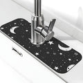 Faucet Draining Mat For Kitchen Sink, Moons Stars White Diatom Mud Absorbent Drain Pad For Bathroom Kitchen Sink Splash Guard Drying Mat